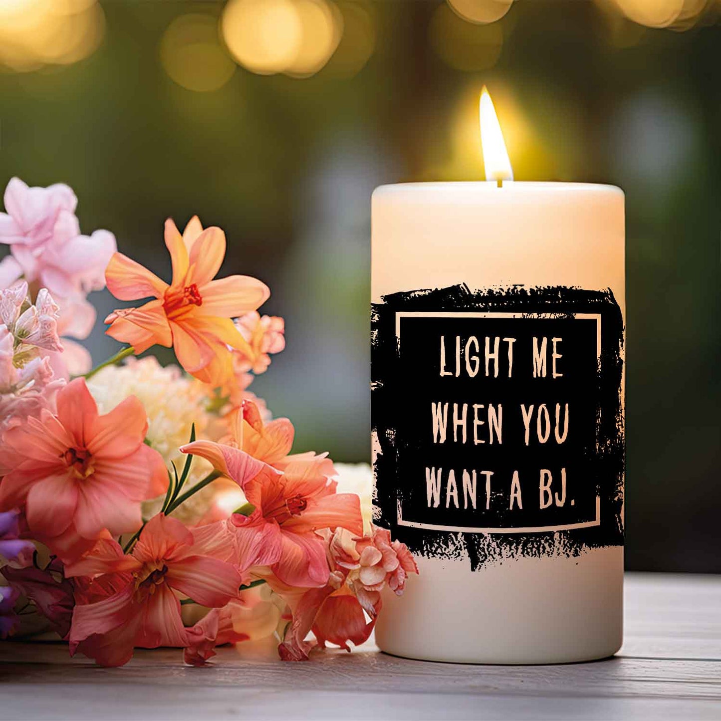 Kleine Kerze mit Spruch "Light me when You want a BJ"