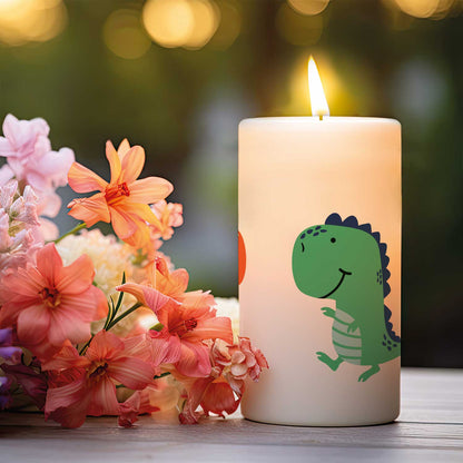 Kleine Geburtstagskerze "Kleine Dinos Geburtstag" mit Namen und Alter