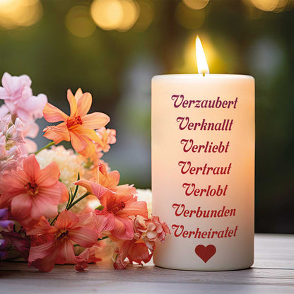 Kleine Kerze "Verzaubert Verknallt Verliebt"