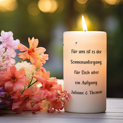 Kleine Kinder Trauerkerze "Pusteblume verweht"