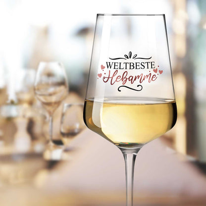 Leonardo Weinglas mit UV-Druck "Weltbeste Hebamme"
