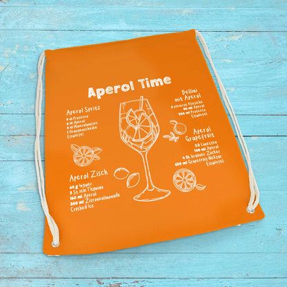 Farbiger Turnbeutel mit DTF-Druck - Aperol Rezepte