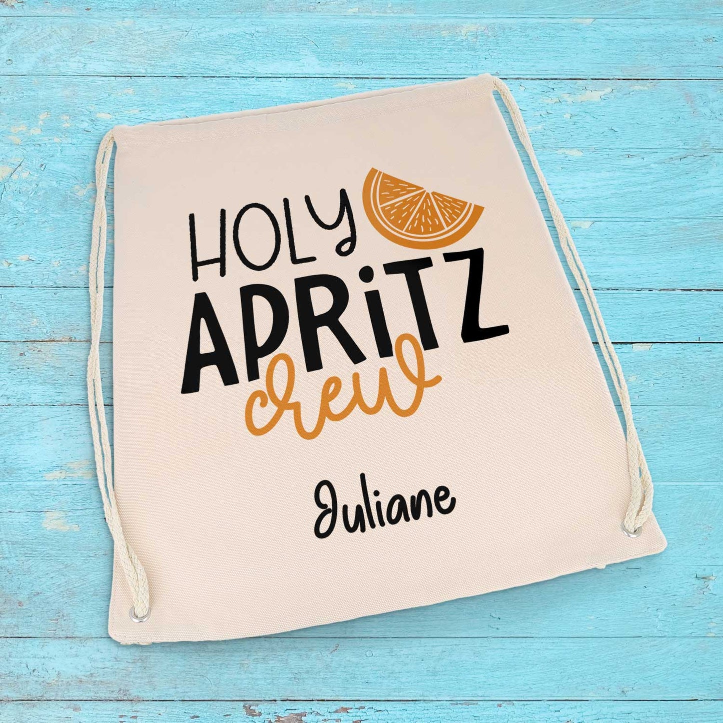 Bedruckter Turnbeutel im Holy Apritz Crew Design