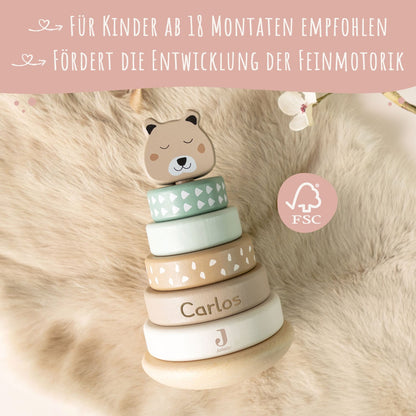 Stapelturm aus Holz (rund) von Jollein - personalisiert mit Name