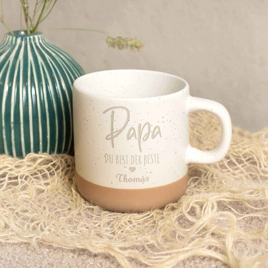 Gravierte Steingut Tasse - Papa du bist der Beste