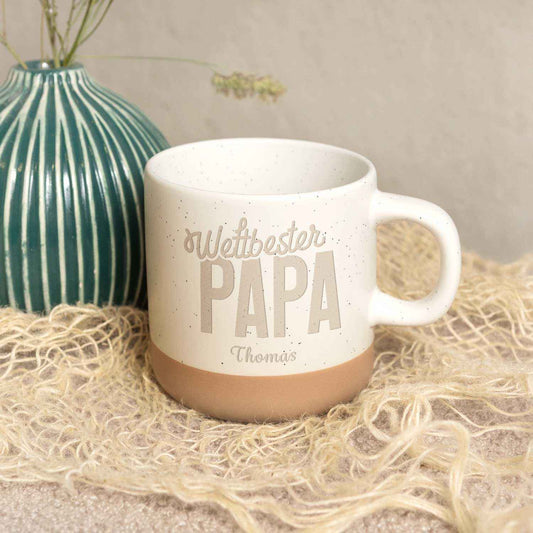 Gravierte Steingut Tasse - Weltbester Papa