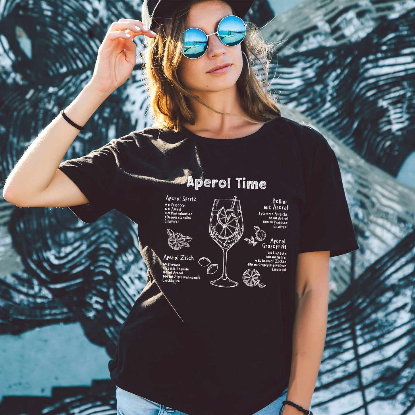 Bedrucktes T-Shirt für Damen - Aperol Rezepte