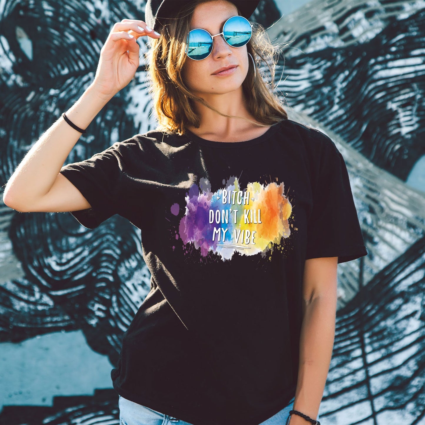 Bedrucktes T-Shirt für Damen - Bitch don´t kill my vibe