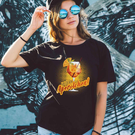 Bedrucktes T-Shirt für Damen - Hallöchen Aperölchen