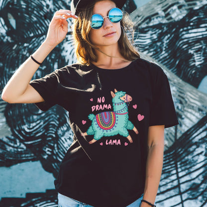 Bedrucktes T-Shirt für Damen - No drama Lama