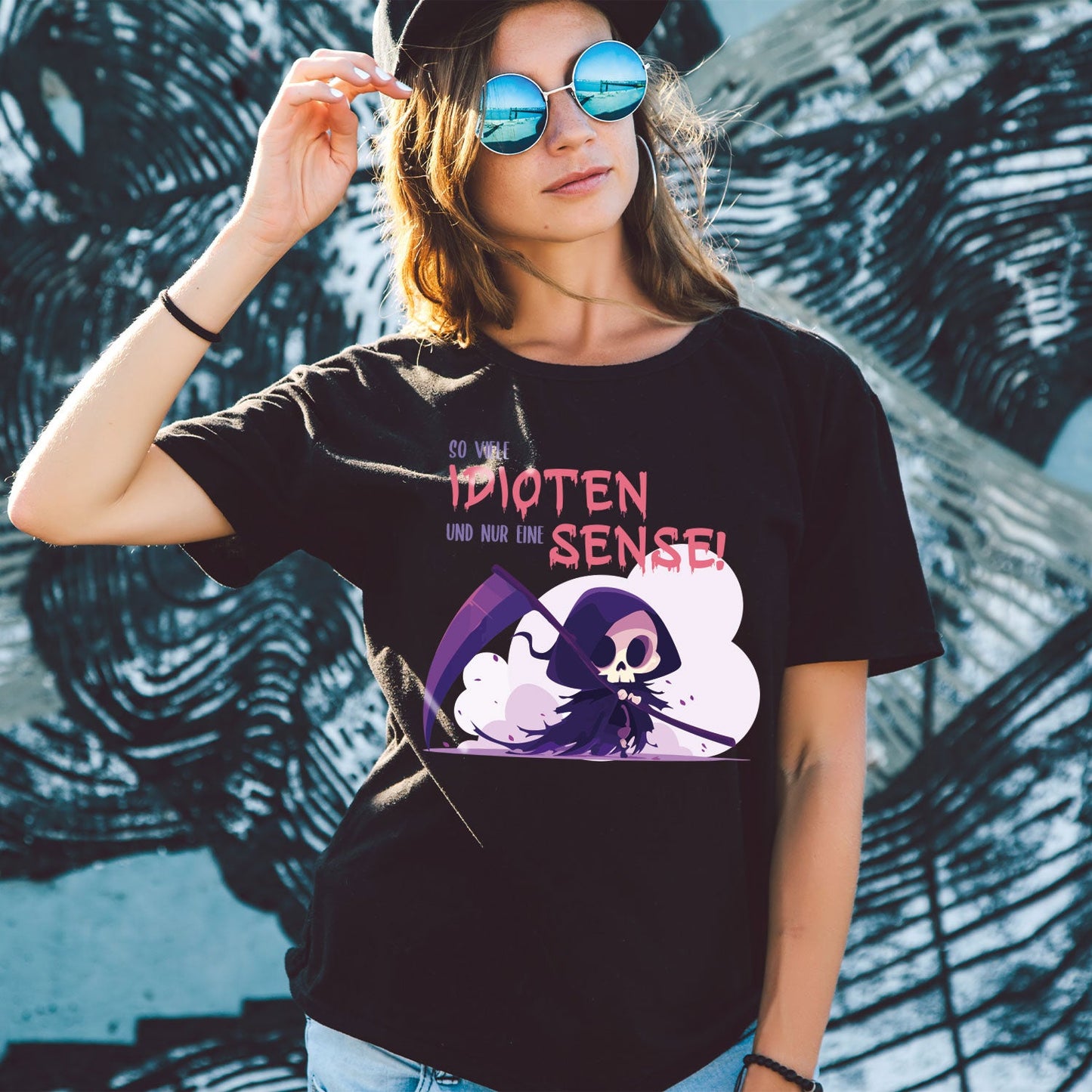 Bedrucktes T-Shirt für Damen - So viele Idioten