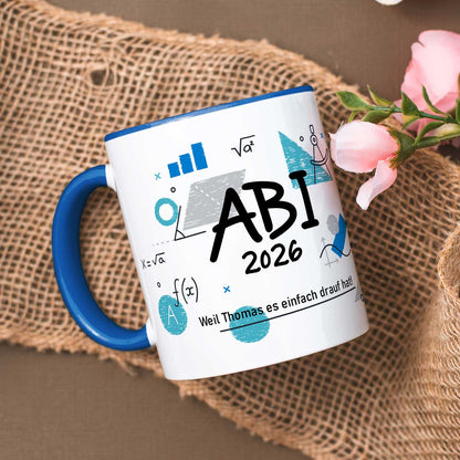 Bedruckte Tasse mit Spruch - Abi - Personalisiert mit Namen