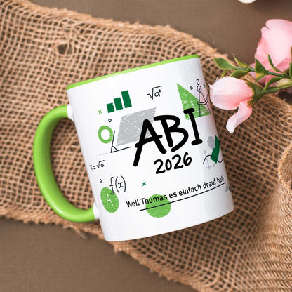 Bedruckte Tasse mit Spruch - Abi - Personalisiert mit Namen