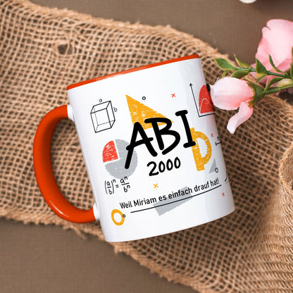 Bedruckte Tasse mit Spruch - Abi - Personalisiert mit Namen