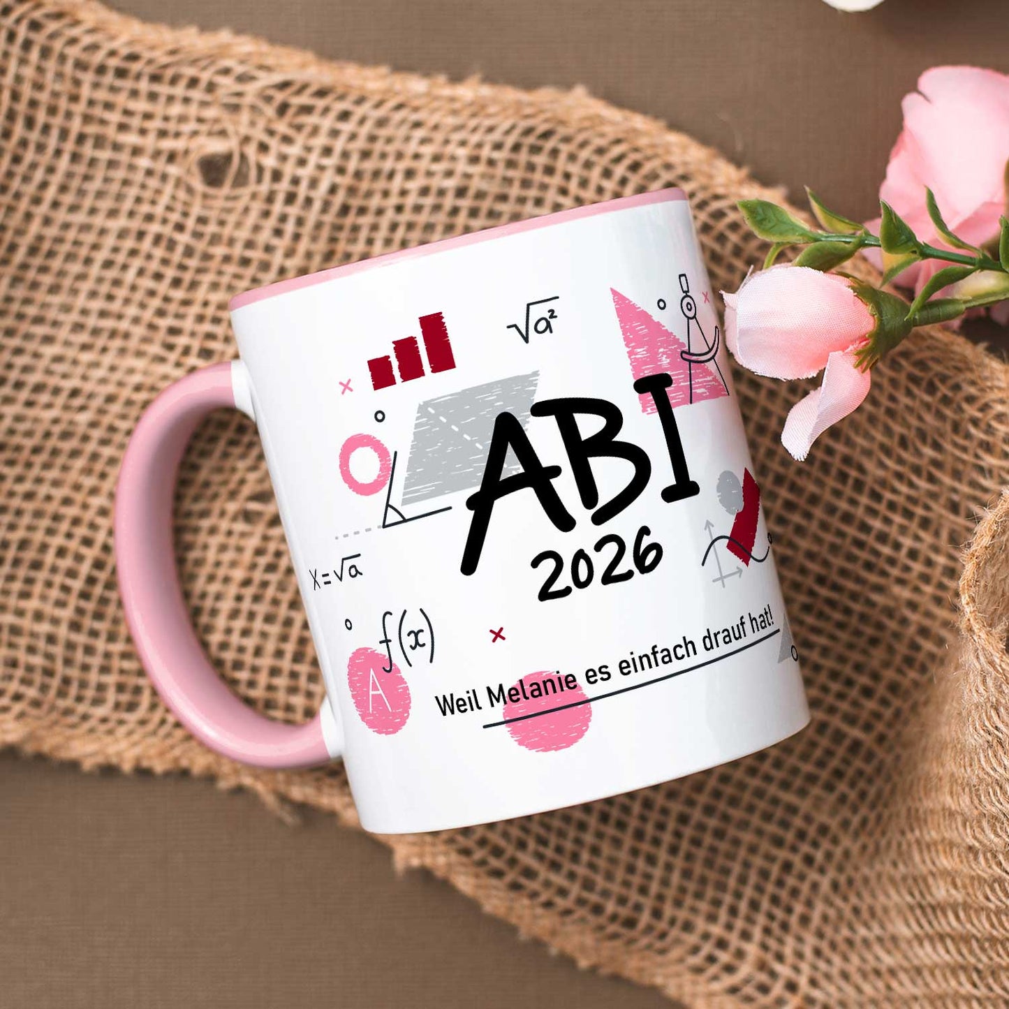 Bedruckte Tasse mit Spruch - Abi - Personalisiert mit Namen