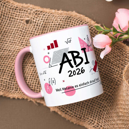 Bedruckte Tasse mit Spruch - Abi - Personalisiert mit Namen