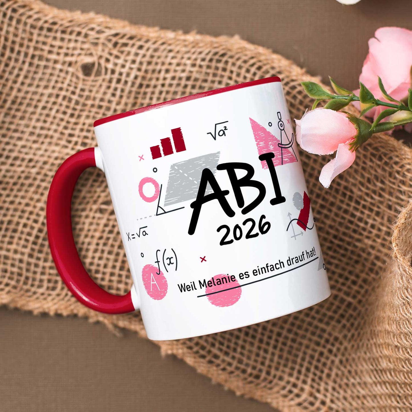 Bedruckte Tasse mit Spruch - Abi - Personalisiert mit Namen