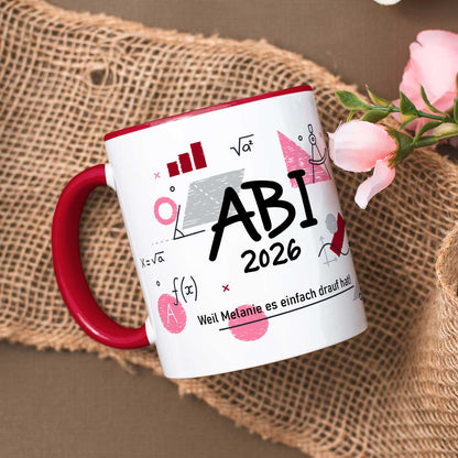 Bedruckte Tasse mit Spruch - Abi - Personalisiert mit Namen