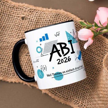 Bedruckte Tasse mit Spruch - Abi - Personalisiert mit Namen