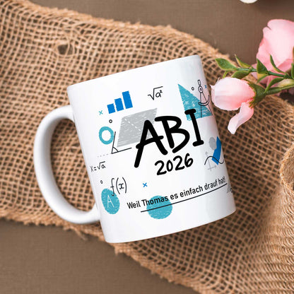 Bedruckte Tasse mit Spruch - Abi - Personalisiert mit Namen