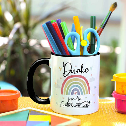 Bedruckte Tasse mit Spruch "Danke für die Kunterbunte Zeit"
