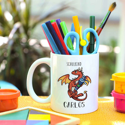 Bedruckte Tasse mit Motiv - Einschulung Drache