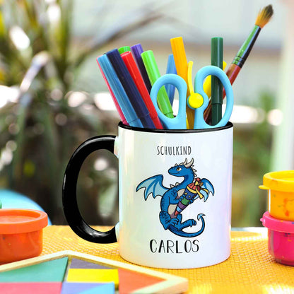 Bedruckte Tasse mit Motiv - Einschulung Drache