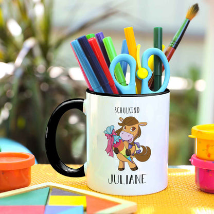 Bedruckte Tasse mit Motiv - Einschulung Pferd