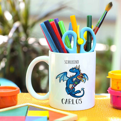 Bedruckte Tasse mit Motiv - Einschulung Drache