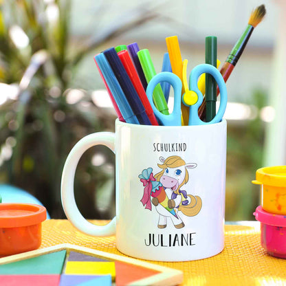 Bedruckte Tasse mit Motiv - Einschulung Pferd