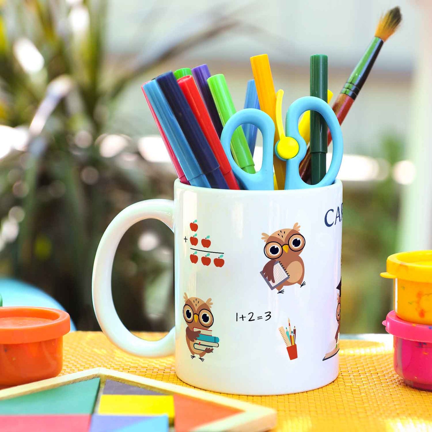 Bedruckte Tasse mit Motiv - Schuleule