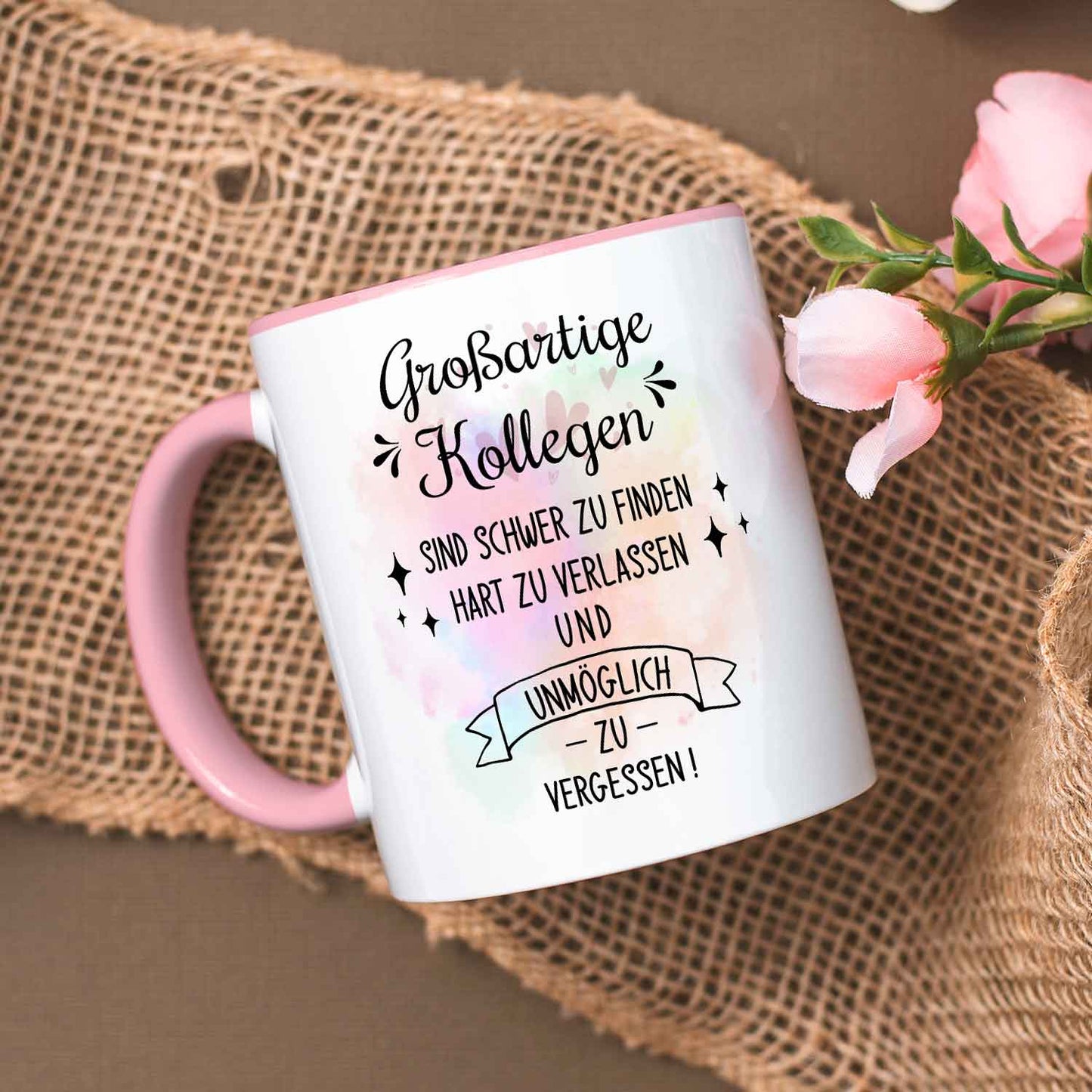 Bedruckte Tasse mit Spruch Großartige Kollegen