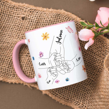 Bedruckte Tasse - Hände halten Mama - Geschenk zum Muttertag