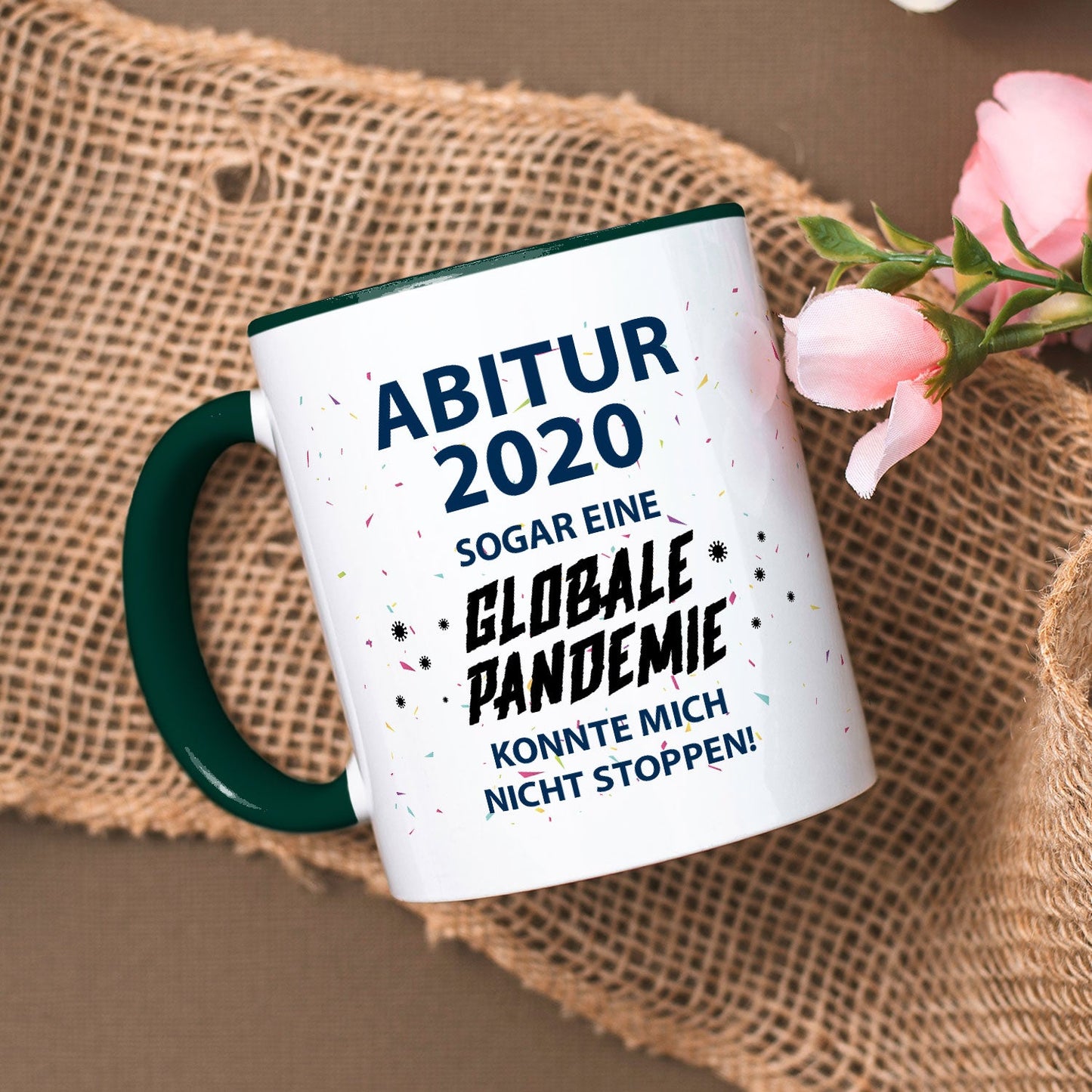 Bedruckte Tasse mit Spruch Pandemie Abitur