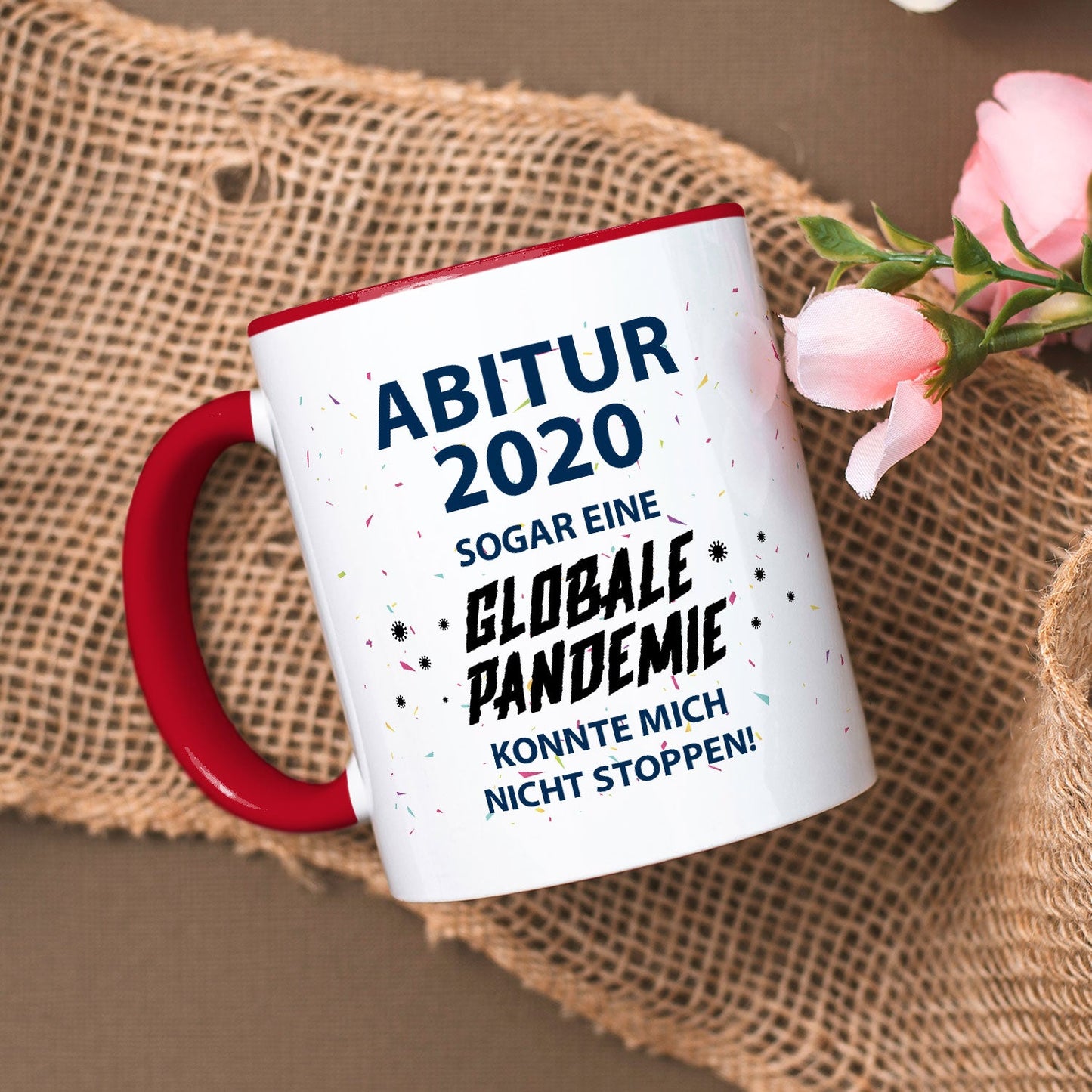 Bedruckte Tasse mit Spruch Pandemie Abitur
