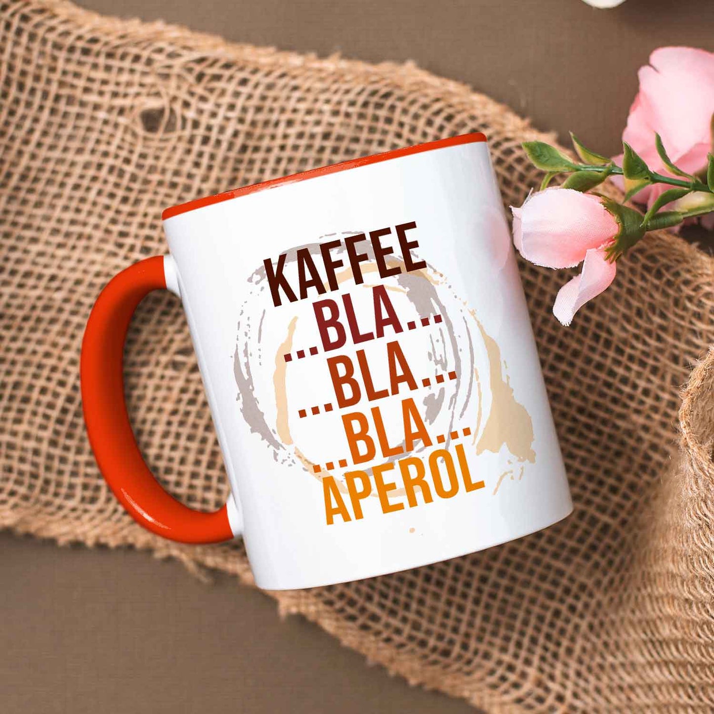 Bedruckte Tasse mit Aperol Spritz Motiv - Kaffee bla bla bla Aperol - Aperol Geschenk
