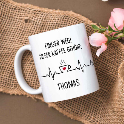 Bedruckte Tasse mit Spruch - Finger Weg!