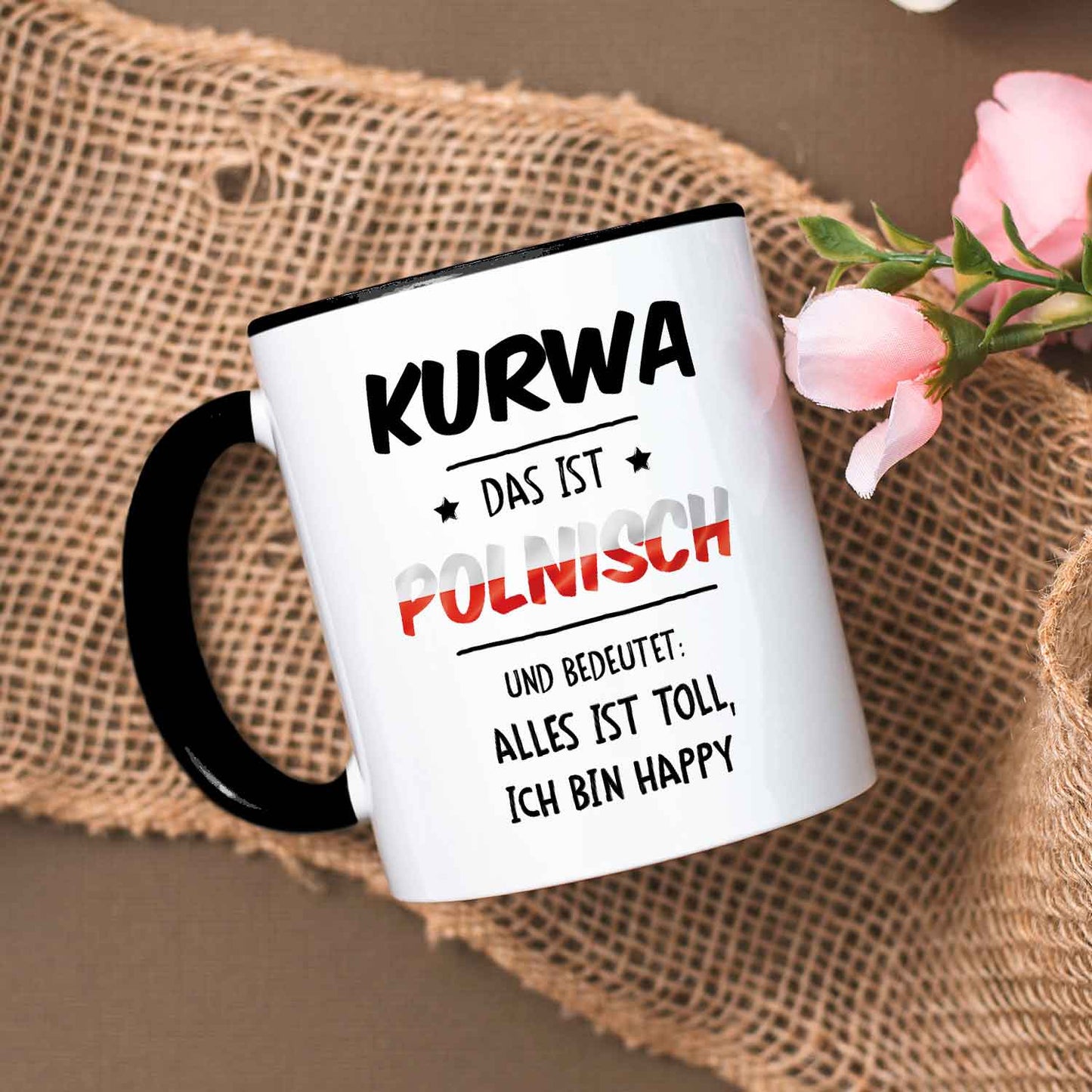 Bedruckte Tasse mit Spruch Alles toll Kurwa