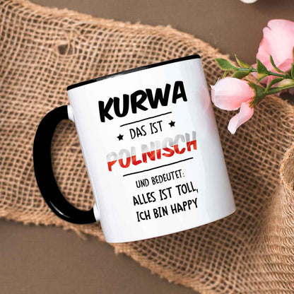 Bedruckte Tasse mit Spruch Alles toll Kurwa