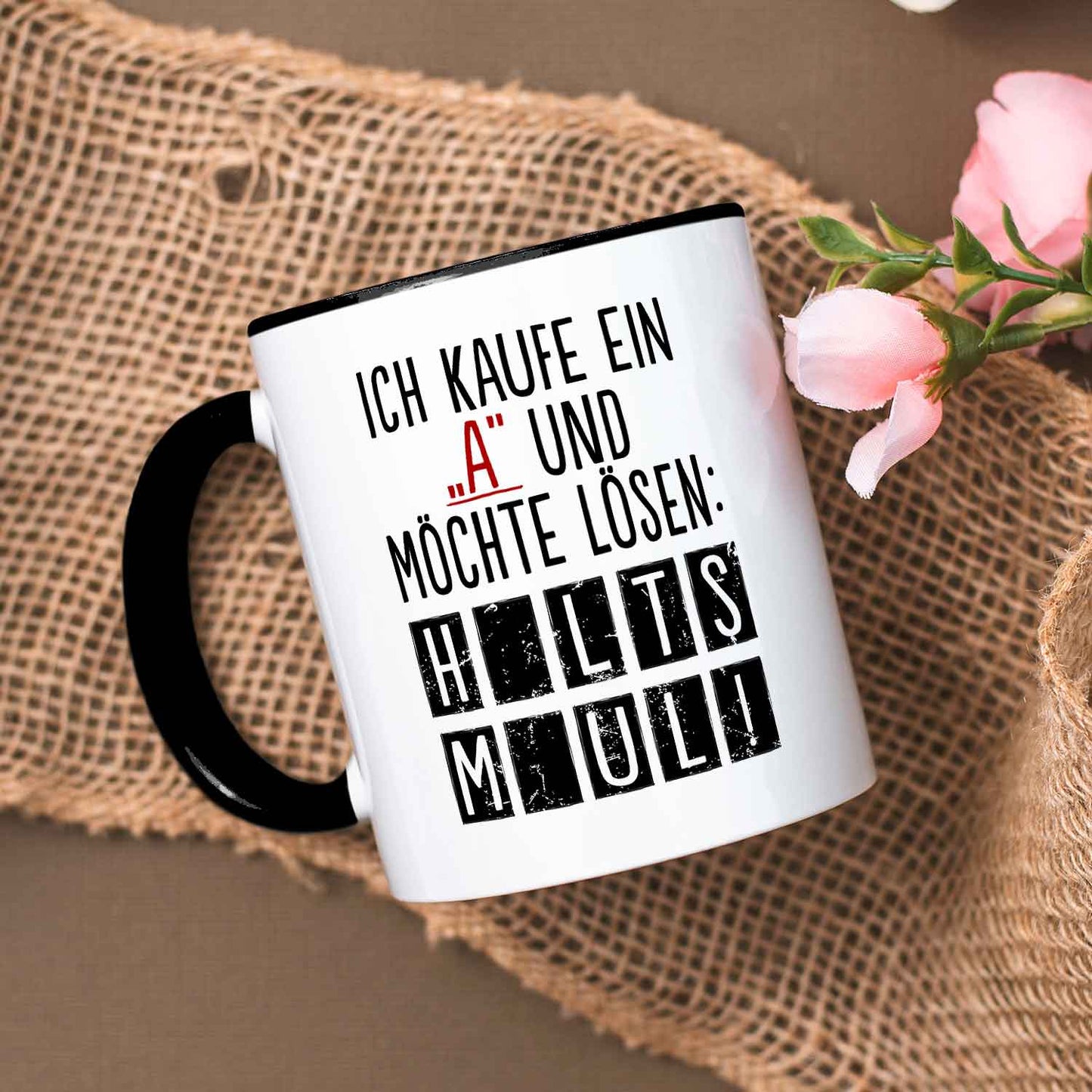 Bedruckte Tasse mit Spruch - Ich kaufe ein A