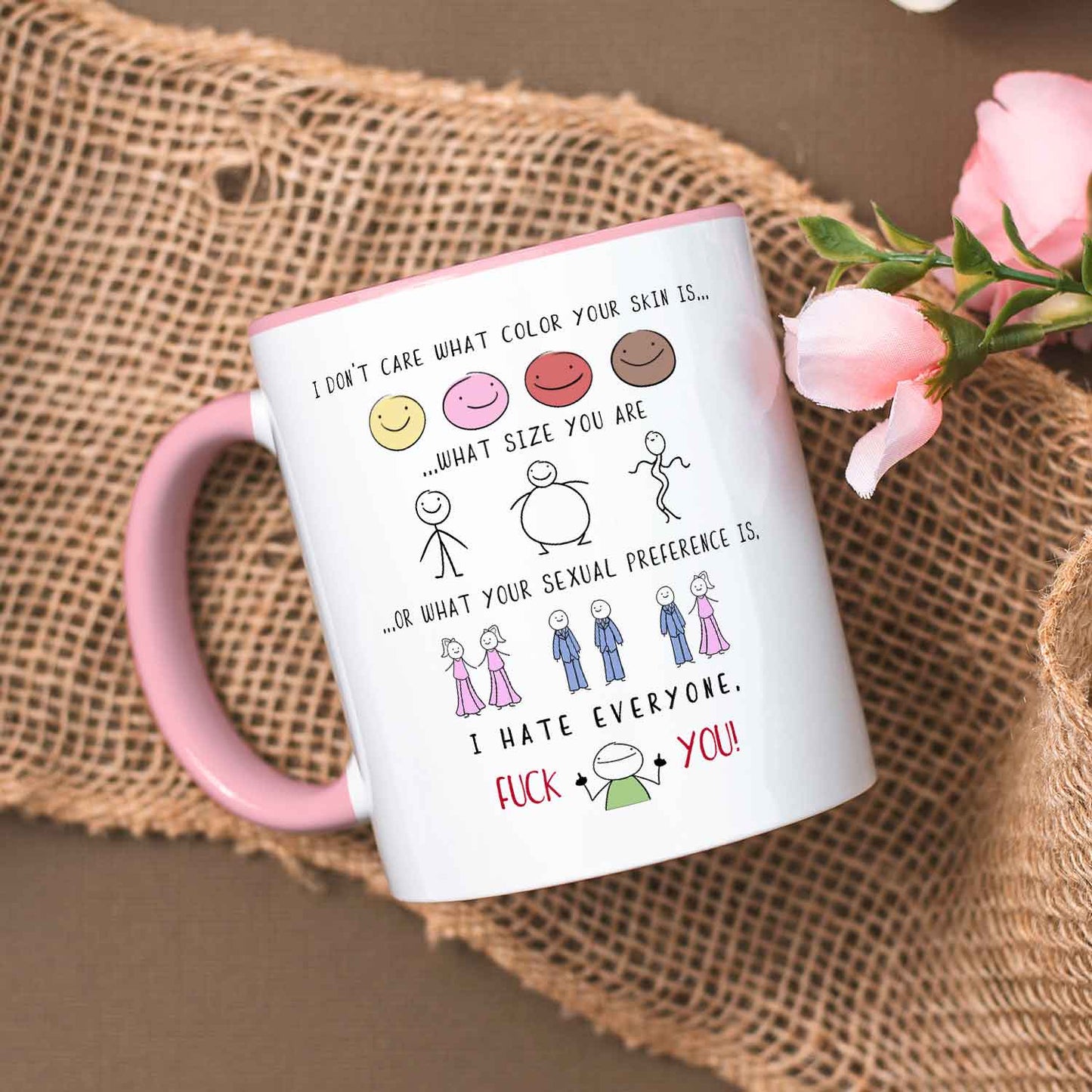 Bedruckte Tasse mit Spruch - "I hate everyone"