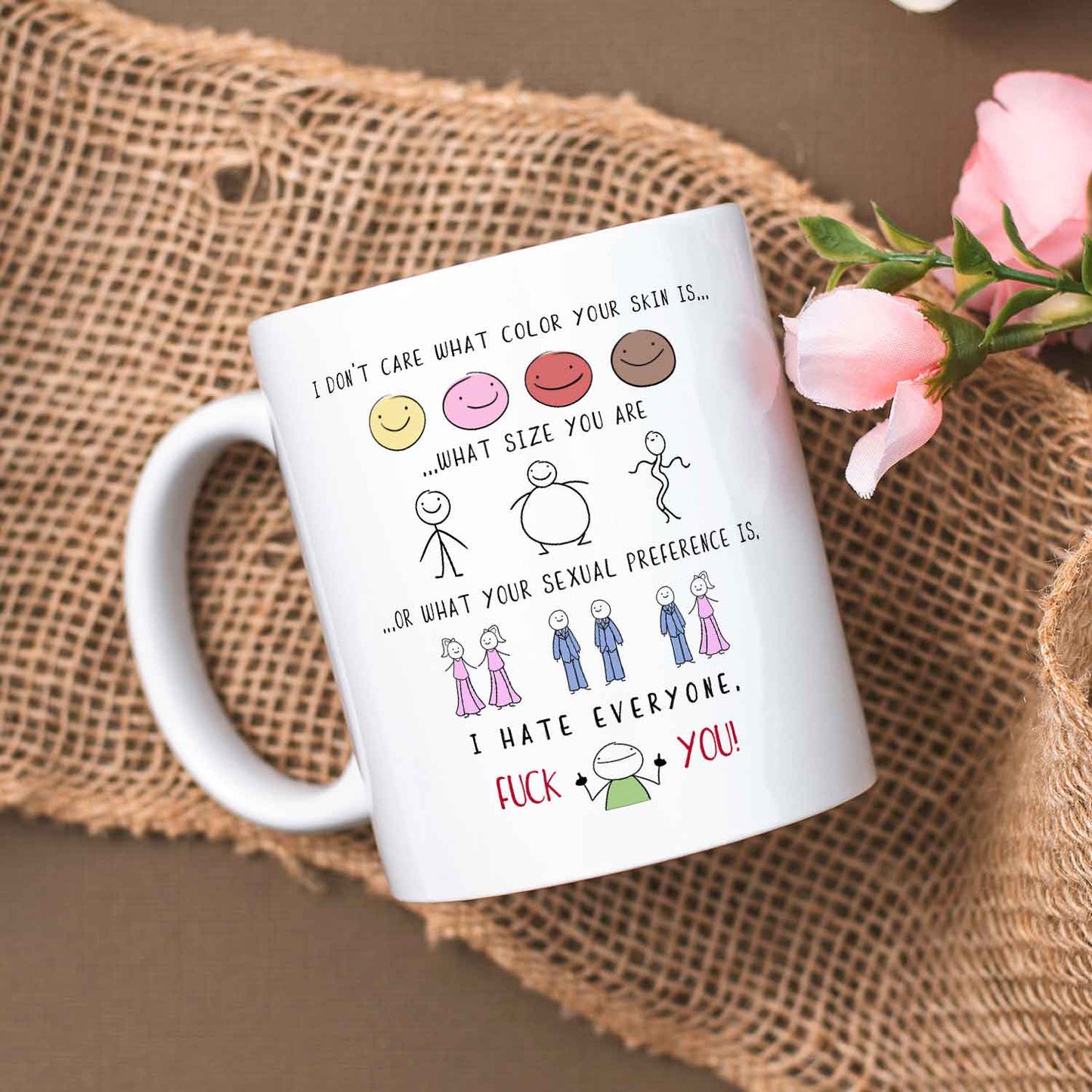 Bedruckte Tasse mit Spruch - "I hate everyone"