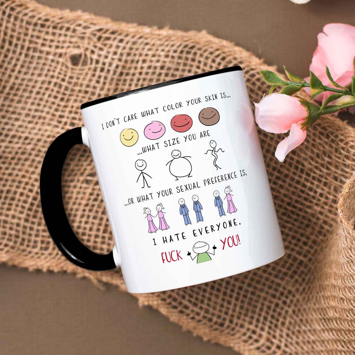 Bedruckte Tasse mit Spruch - "I hate everyone"