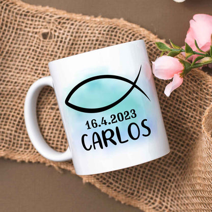 Bedruckte Tasse - zur Konfirmation mit Name & Datum