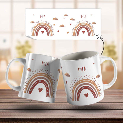 Bedruckte Tasse - Regenbogen - Personalisiert mit Namen - Für Mädchen und Jungen