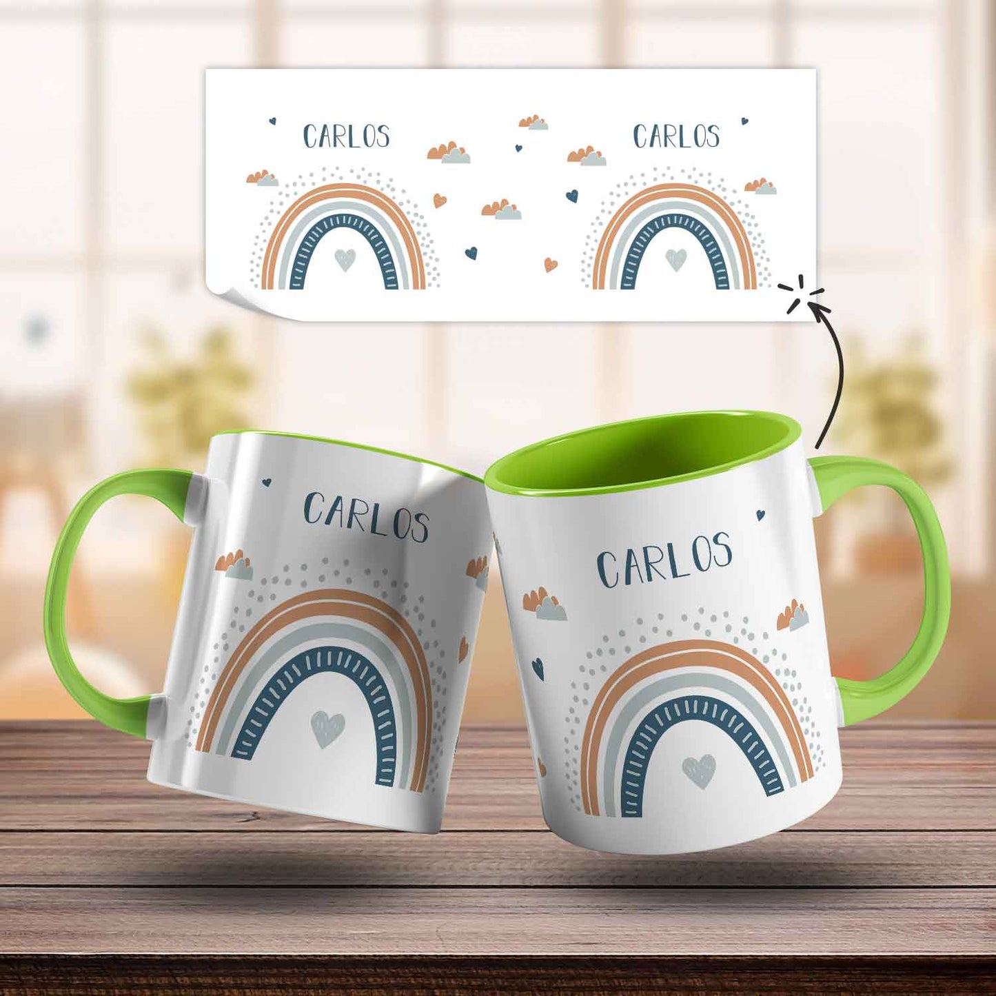 Bedruckte Tasse - Regenbogen - Personalisiert mit Namen - Für Mädchen und Jungen