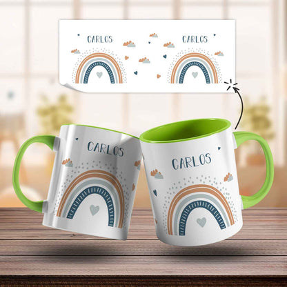 Bedruckte Tasse - Regenbogen - Personalisiert mit Namen - Für Mädchen und Jungen