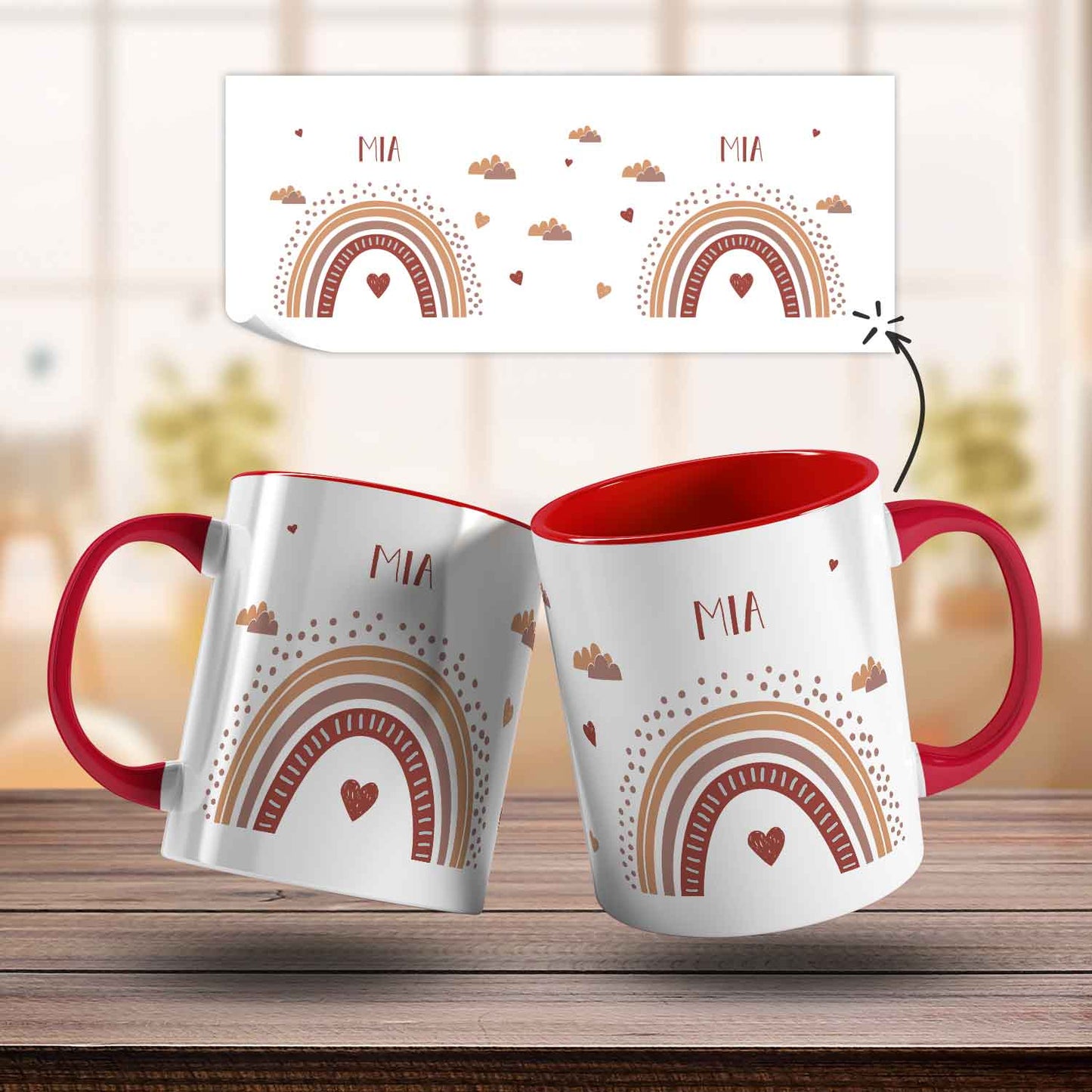 Bedruckte Tasse - Regenbogen - Personalisiert mit Namen - Für Mädchen und Jungen