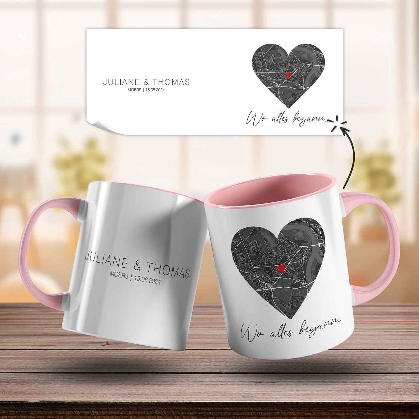 Bedruckte Tasse mit "Wo alles begann" Motiv - Personalisiertes Geschenk mit Wunschkoordinaten