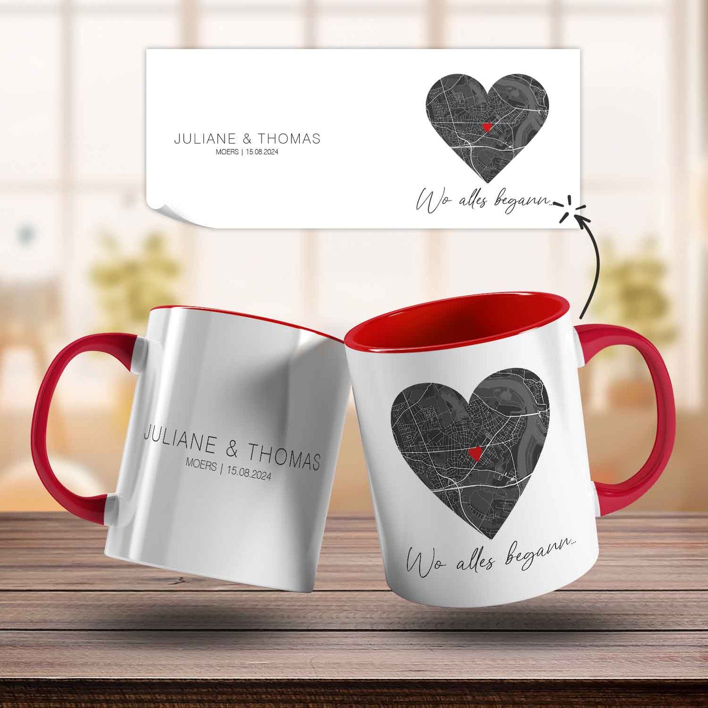 Bedruckte Tasse mit "Wo alles begann" Motiv - Personalisiertes Geschenk mit Wunschkoordinaten